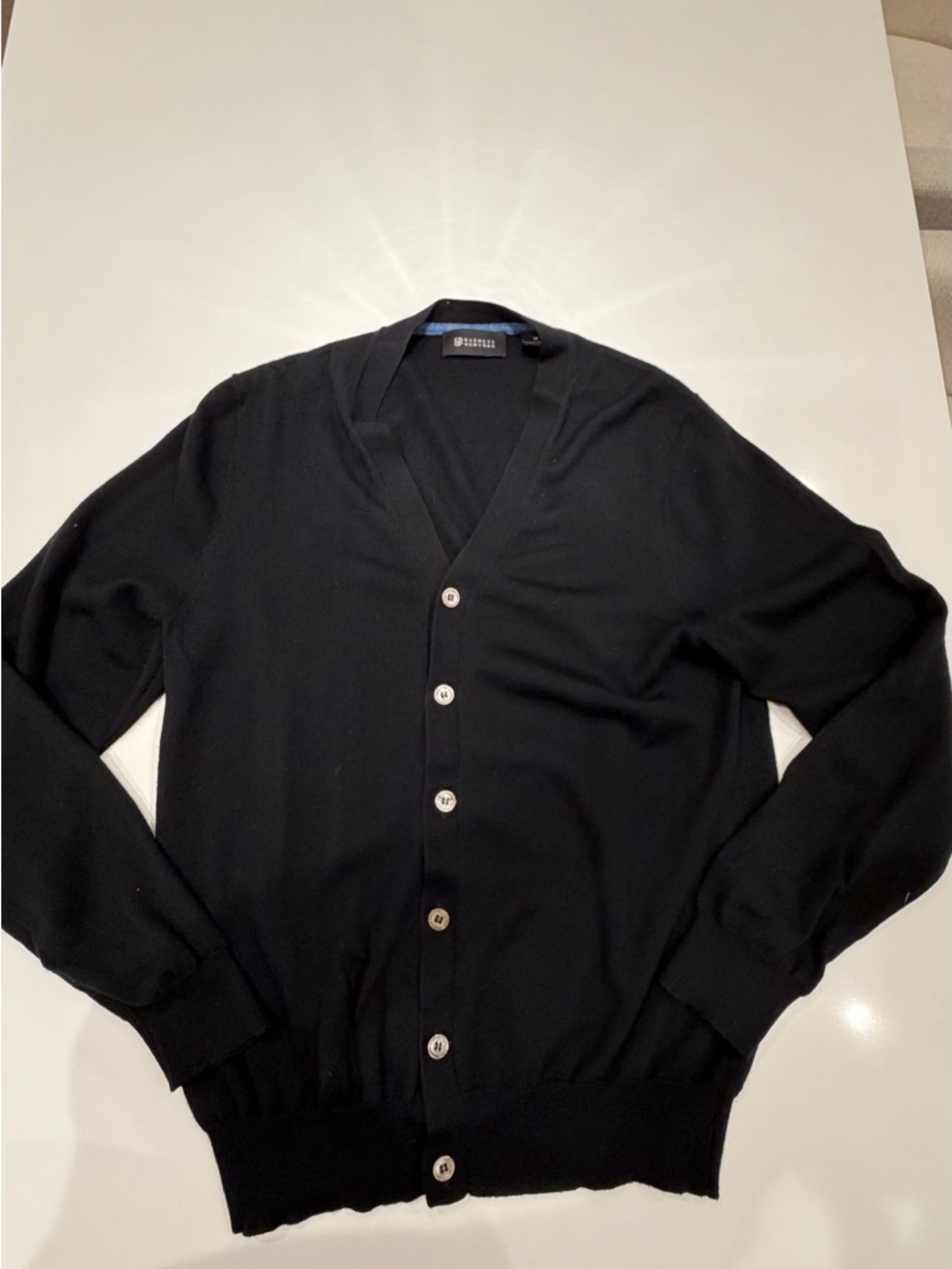 Barneys New York Black V-Neck Button Cardigan